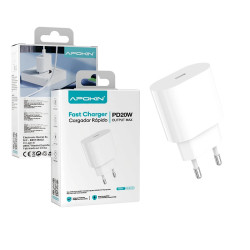 Cargador Rápido APOKIN PD 20W | USB-C 3.0A Blanco Sin Cable
