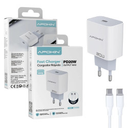 Cargador USB-C 20W con Cable Tipo-C | APOKIN PD 3.0A Rápido