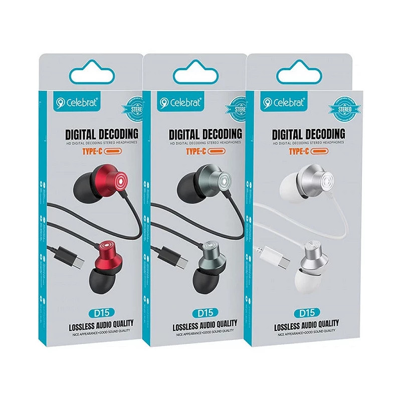 Auriculares Tipo‑C Celebrat D15 con Micrófono | Sonido Nítido y Cómodo