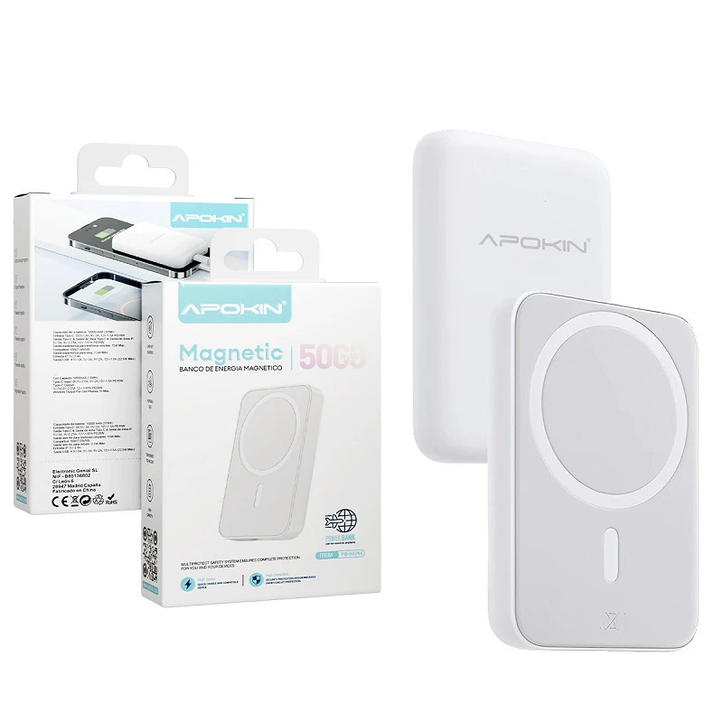 Batería Magnética MagSafe 5000mAh Apokin | Carga Inalámbrica Rápida